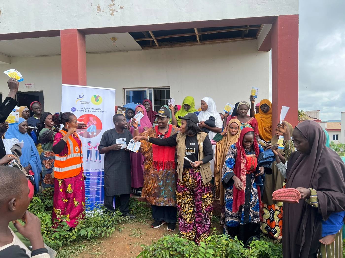 Distributing awareness materials during community outreach